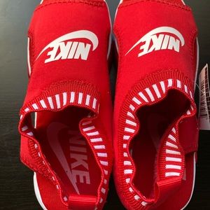 nike platform sandals red